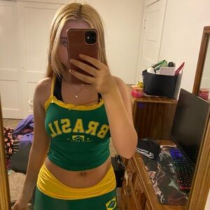 Green and Yellow Brazil Tank Top and Shorts Set